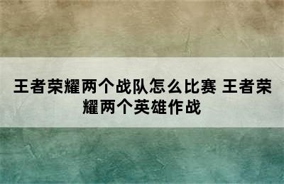 王者荣耀两个战队怎么比赛 王者荣耀两个英雄作战